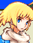 Portrait of Marche: blond hair, blue eyes, a white scarf