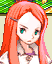 Portrait of Ritz: long red hair with a clip