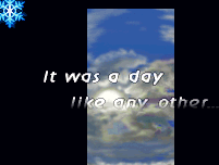 A moonlit sky behind clouds, with the words It was a day like any other
